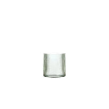 Green ribbed glass hurricane candle holder, ribbed cylindrical lantern with open top