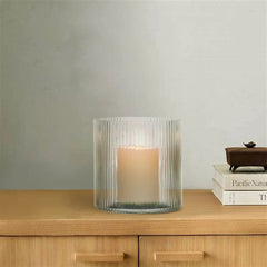 Better Homes & Gardens Glass Ribbed Hurricane Candle Holder, 5", Medium, Living Room