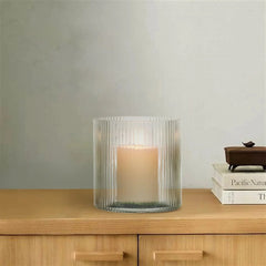 Better Homes & Gardens Glass Ribbed Hurricane Candle Holder, 5", Medium, Living Room - USA MEGA SHOP