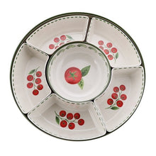 Tomato chip and dip set with five bowls and center dish