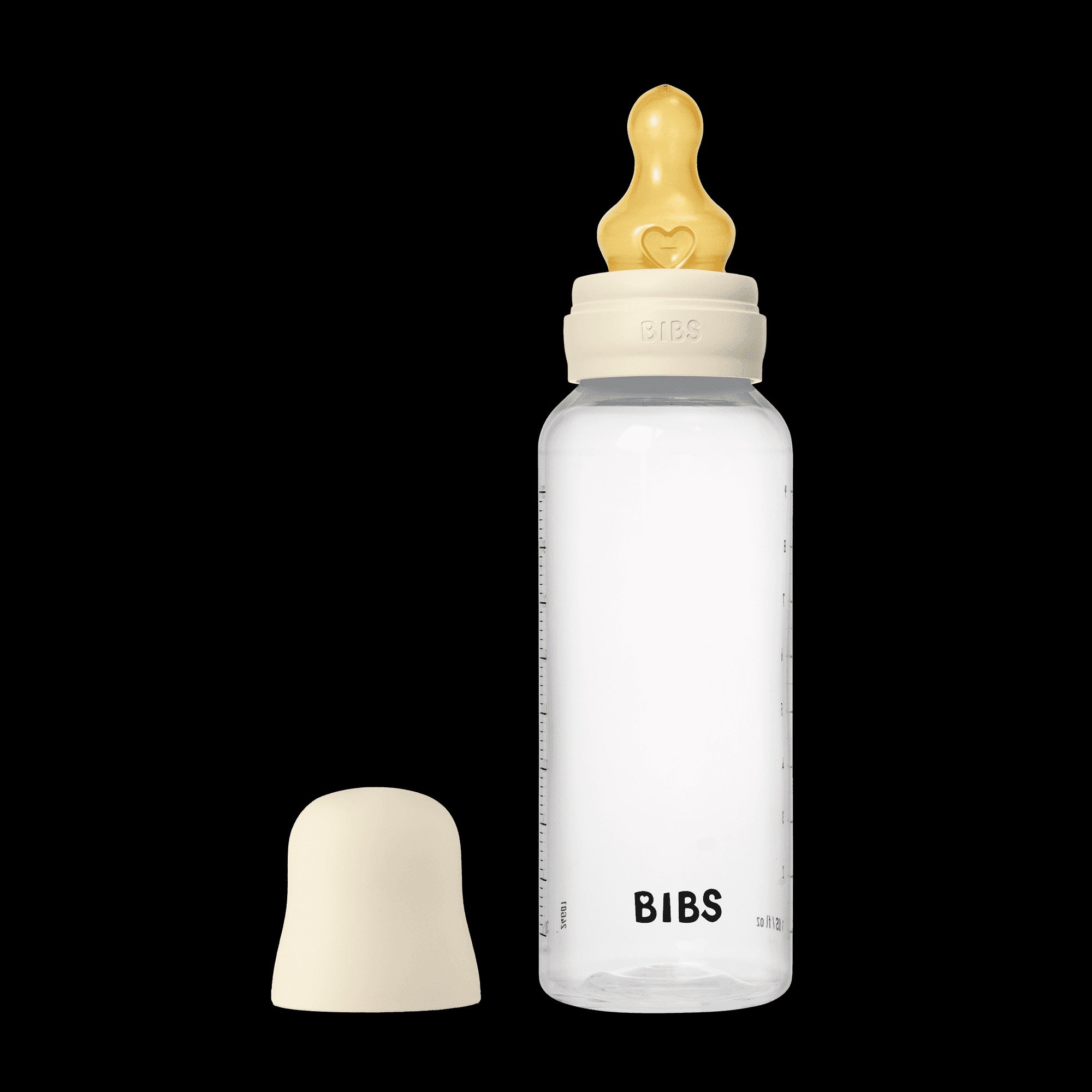 BIBS Baby Bottles with Medium Flow Natural Rubber Latex Nipple, Ivory, 9 oz, 2 pack