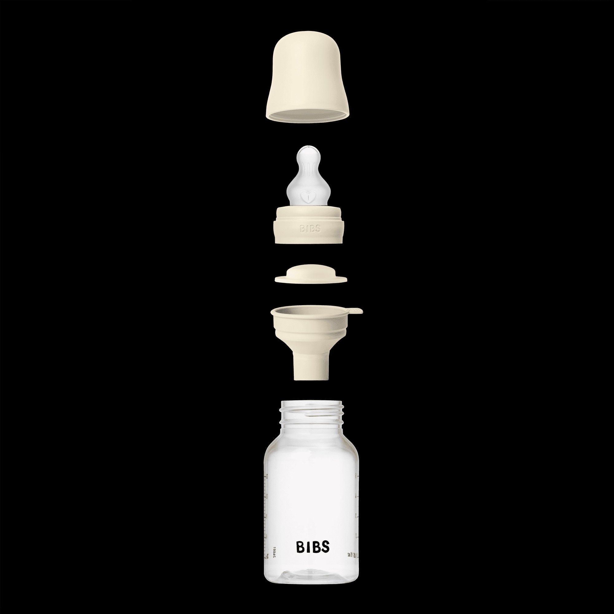 BIBS Baby Bottles with Medium Flow Silicone Nipple, Ivory, 9 oz, 2 pack