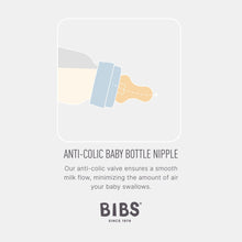 Anti-colic baby bottle nipple graphic with illustrated valve and airflow