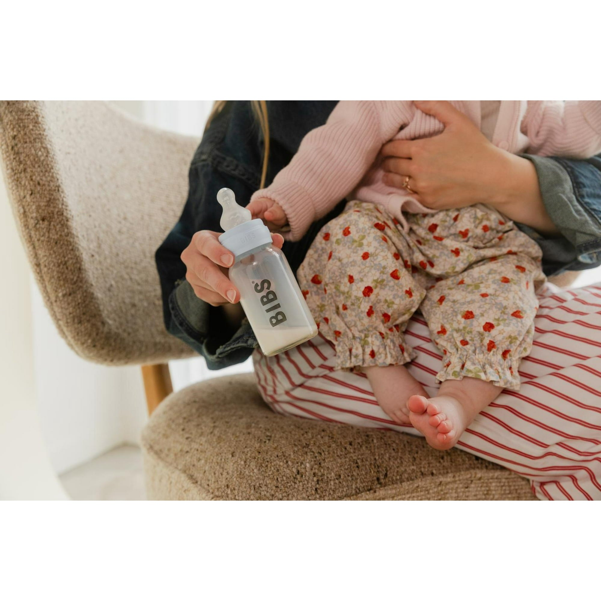 BIBS Baby Bottles with Medium Flow Silicone Nipple, Ivory, 9 oz, 2 pack