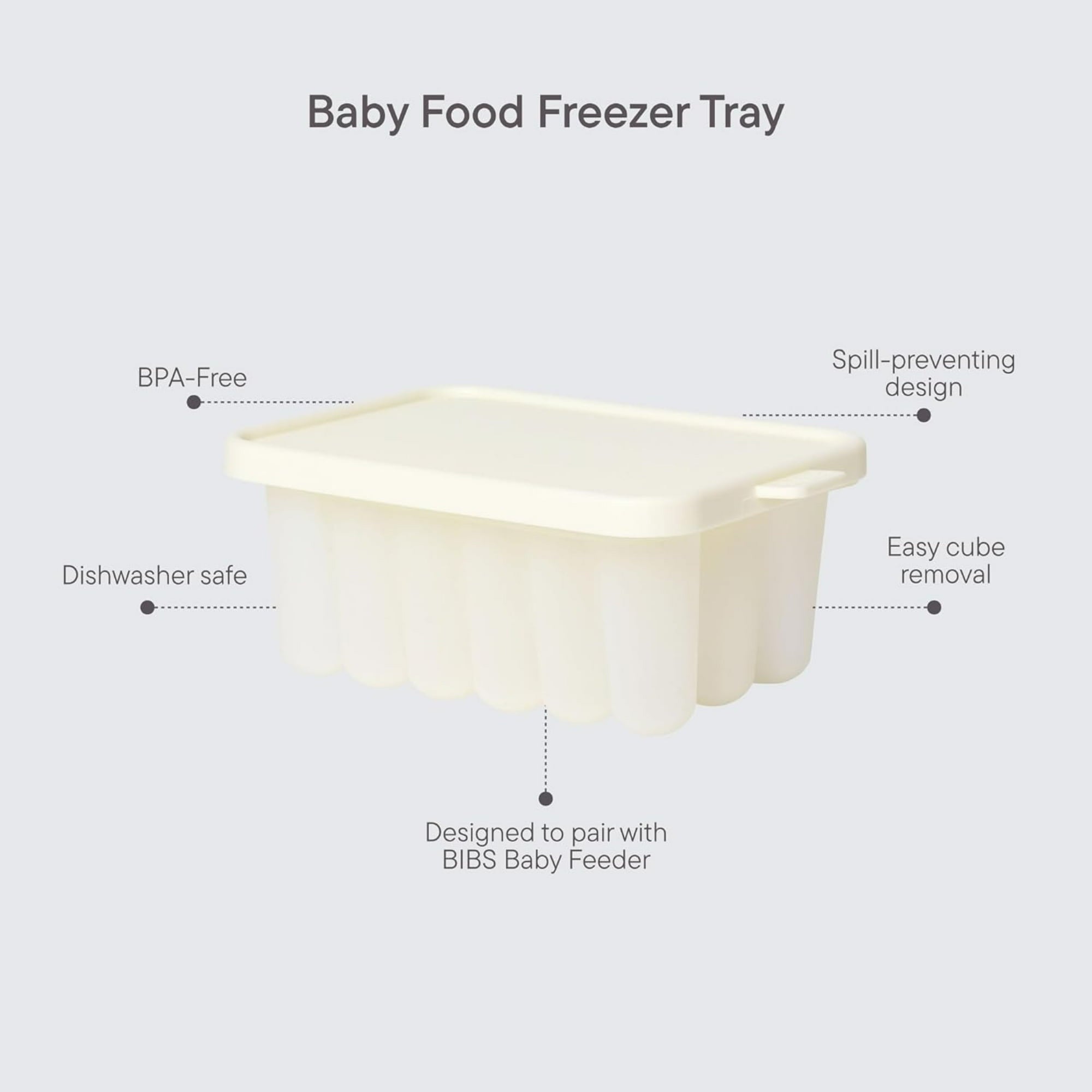 BIBS Infant Silicone Baby Food Freezer Tray, Ivory, 1 Piece