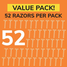 Value pack graphic showing 52 disposable razors