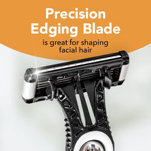 Disposable razor with precision edging blade, 5-blade cartridge close-up
