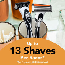 BIC Flex5 razor handle with orange-black cartridge heads