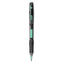 Black and green mechanical pencil with retractable tip and textured grip