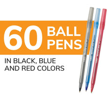 BIC Round Stic ballpoint pen set, 60-pack, with black, blue, and red pens