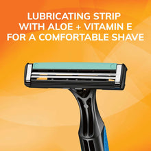 Two-blade razor with lubricating strip on blade cartridge