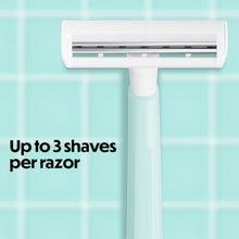 Two-blade disposable razor with light mint handle.