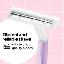 Two-blade disposable razor with lilac handle.