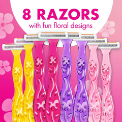 BIC Soleil 3 Simply Maquinillas de Afeitar Desechables para Mujer, 3 Cuchillas, Set de 8 Maquinillas