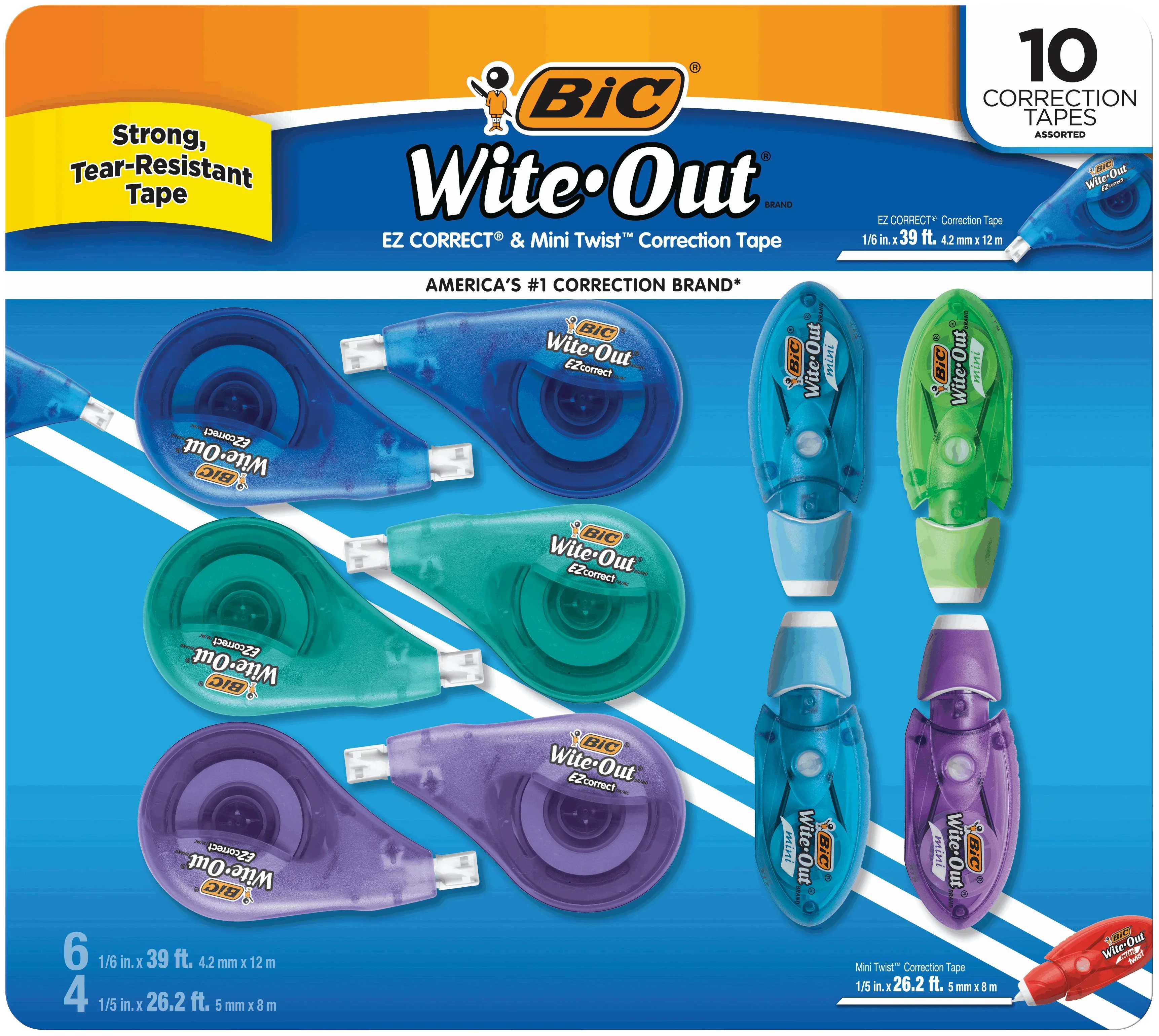 BIC Wite-Out Correction Tape, Variety Pack, 10-count - USA MEGA SHOP