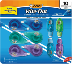 BIC Wite-Out Correction Tape, Variety Pack, 10-count