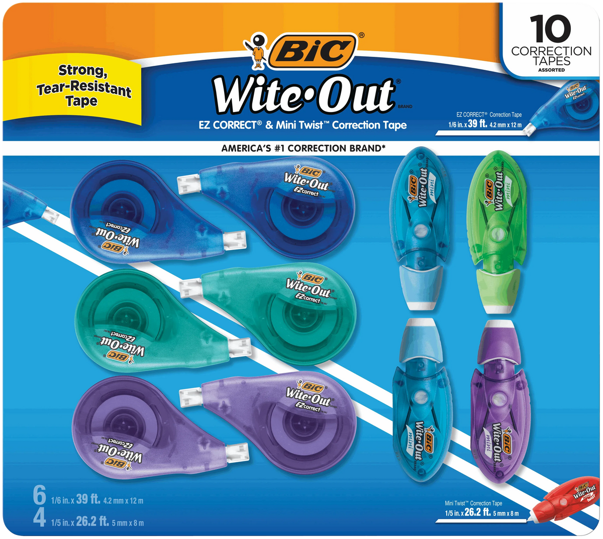 BIC Wite-Out Correction Tape, Variety Pack, 10-count - USA MEGA SHOP