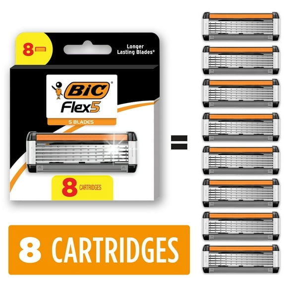 BIC Flex 5 Men’s 5-Blade Refillable Manual Razors with 1 Handle and 3 Cartridges, Father’s Day Gift Idea
