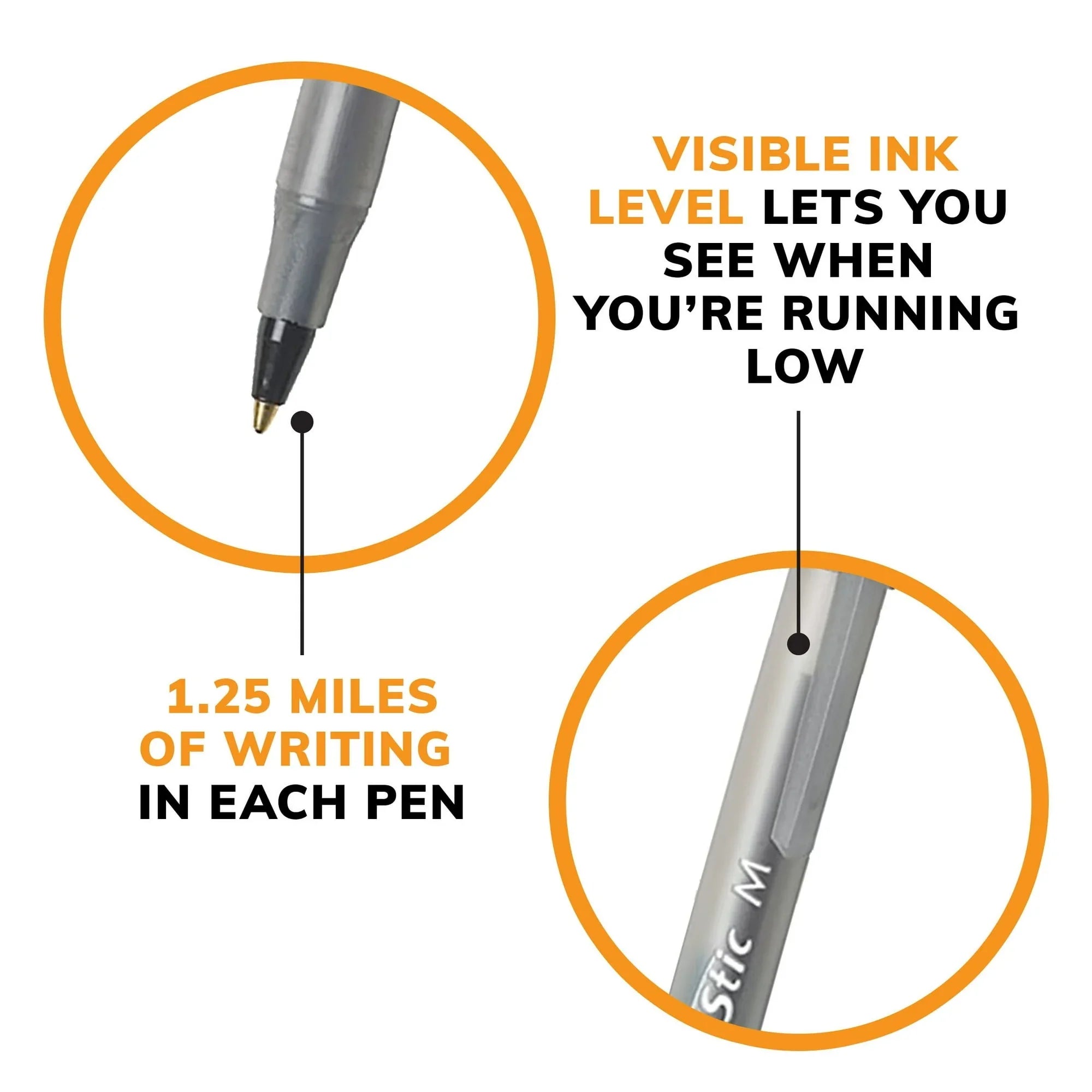 BIC Round Stic Xtra Life Ballpoint Pen, Medium Point 1.0 mm,  60 Pack