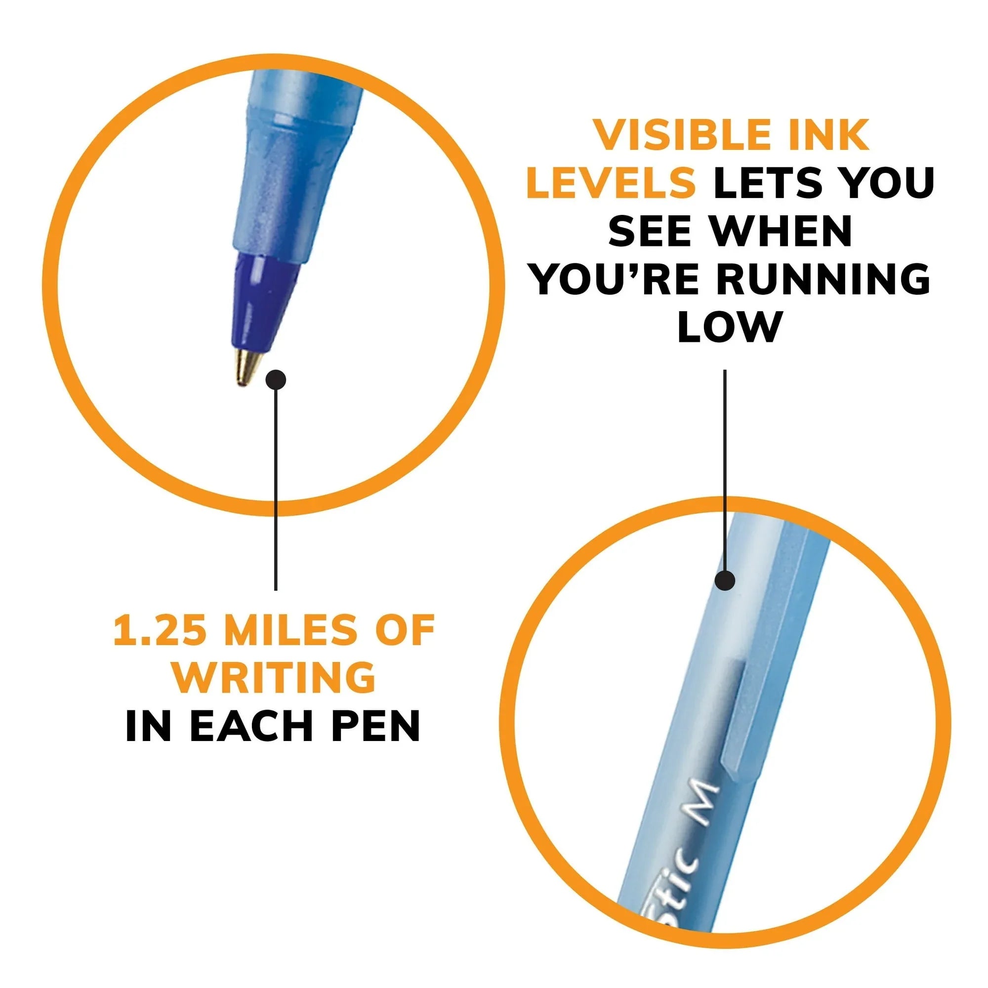 BIC Round Stic Xtra Life Ballpoint Pen, Medium Point 1.0 mm,  60 Pack