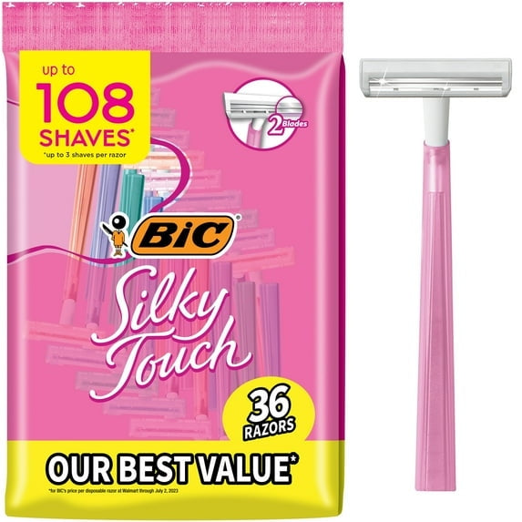 BIC Silky Touch Women's Disposable Razors with 2 Blades, 18-Pack