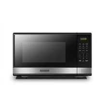 Black stainless digital microwave oven with LED display and keypad