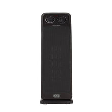 Ceramic tower heater with top control panel and front vent grille