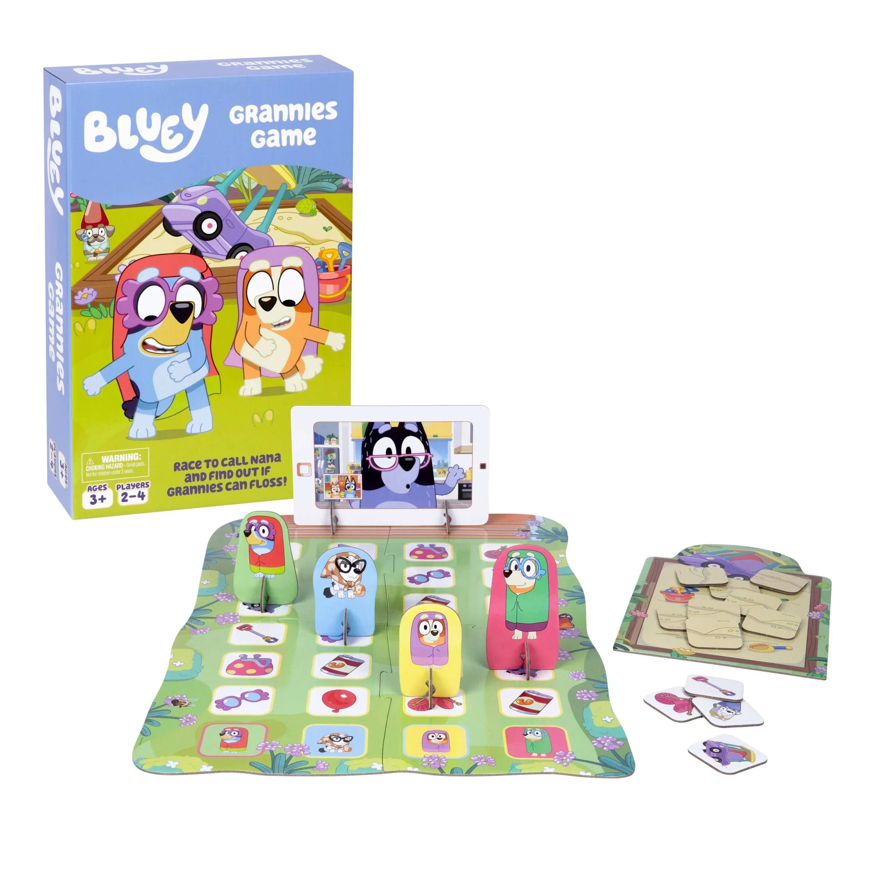 Bluey Grannies Game, Collect Grannies Items Like Glasses and Walking Sticks, Race To Be The First To Call Nana and Start A Flossing Party, 2-4 Players, Ages 3+ - USA MEGA SHOP