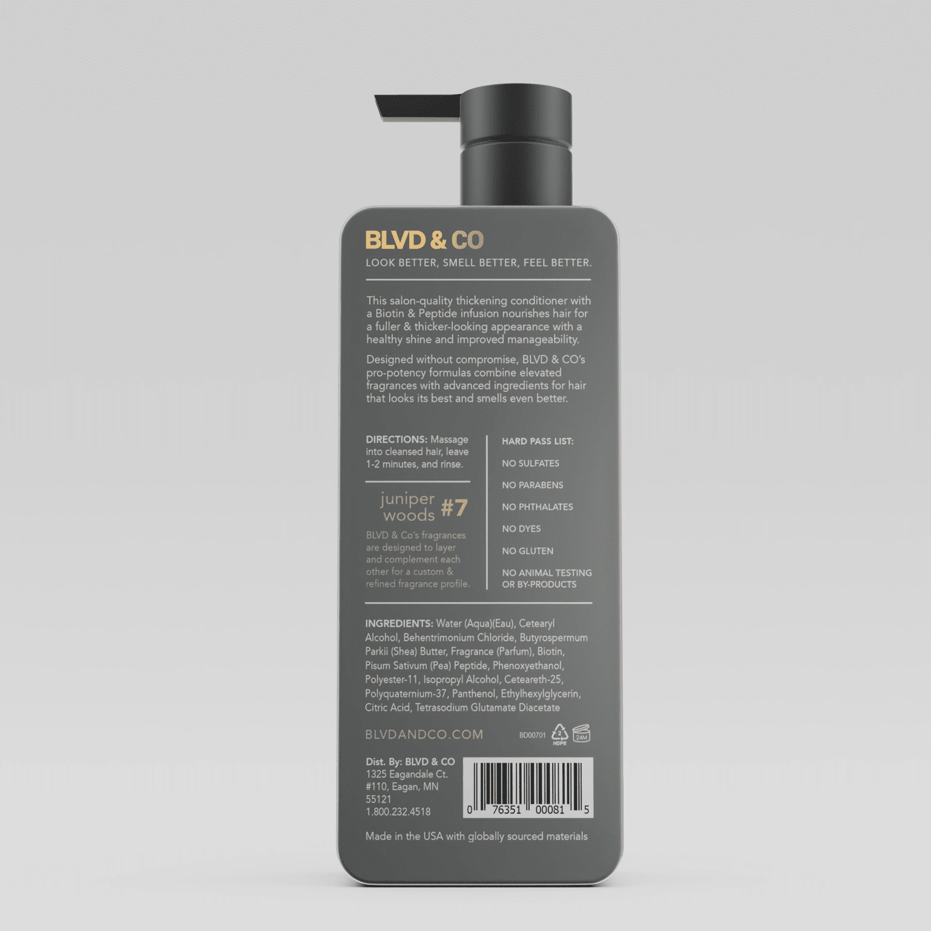 BLVD & Co Men's Thickening Conditioner with Biotin & Peptides, Volumizing and Sulfate-Free (PACK OF 3 )