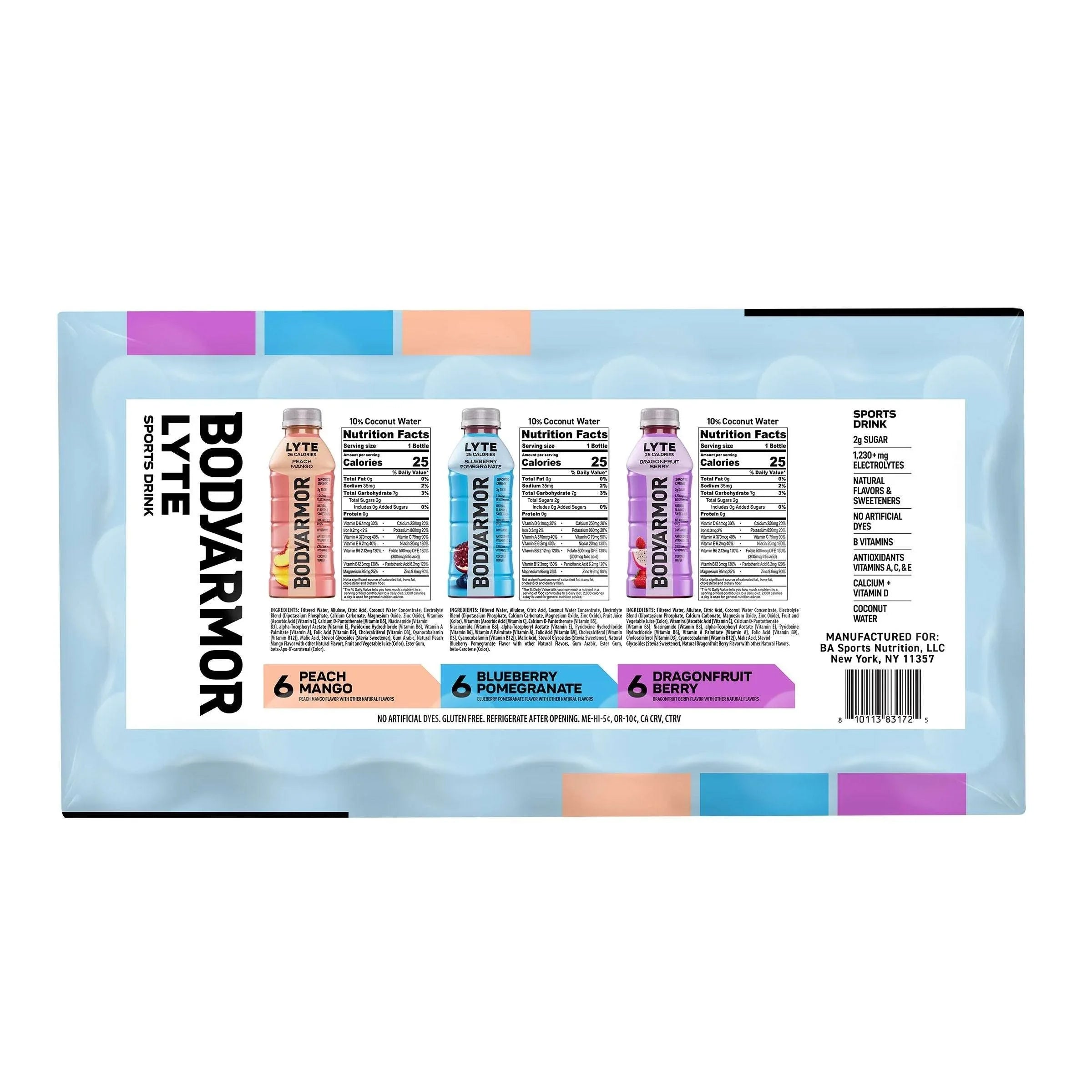 BODYARMOR Lyte SuperDrink, Variety Pack, 20 fl oz, 18-count - USA MEGA SHOP