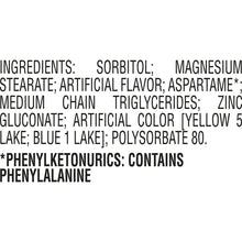 Ingredients text for sugar-free breath mints, includes sorbitol and magnesium