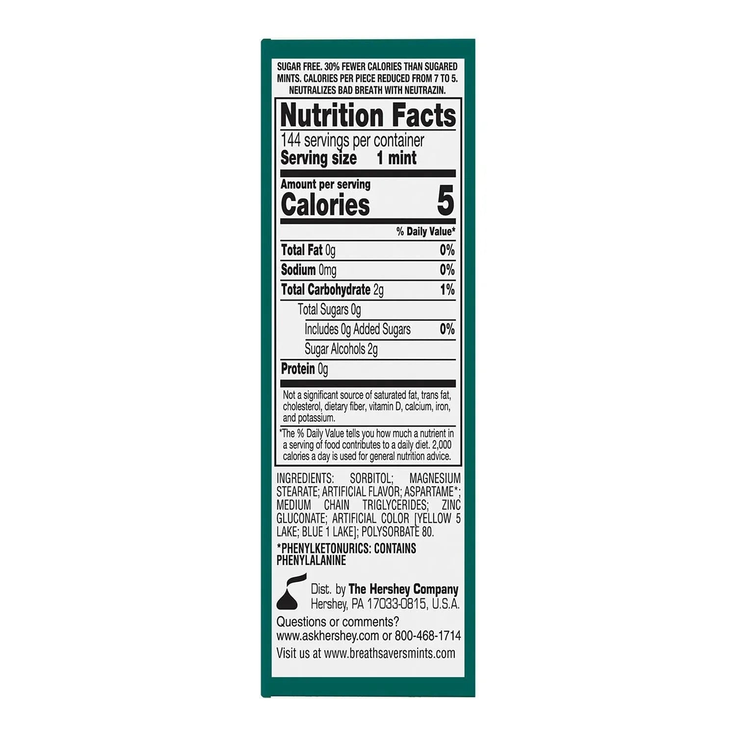 BREATH SAVERS Wintergreen Sugar Free Breath Mints Rolls, 0.75 oz., 24 ct. - USA MEGA SHOP