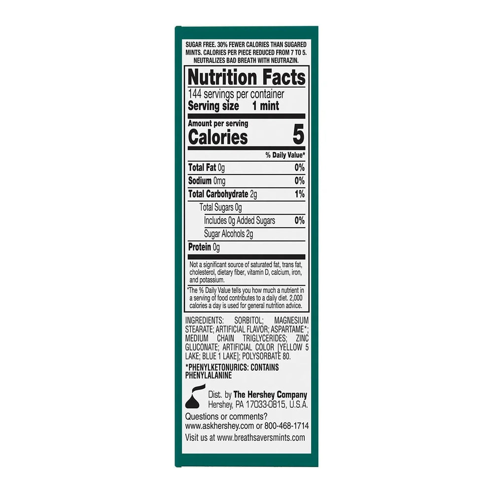 BREATH SAVERS Wintergreen Sugar Free Breath Mints Rolls, 0.75 oz., 24 ct. - USA MEGA SHOP