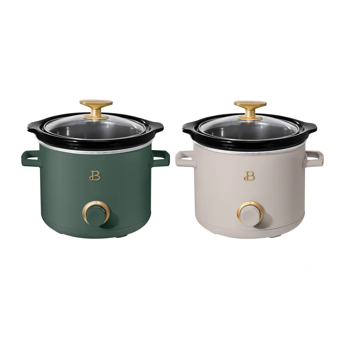 Beautiful 2 Qt Manual Slow Cooker, 2-Pack, Thyme Green + Porcini Taupe by Drew Barrymore - USA MEGA SHOP
