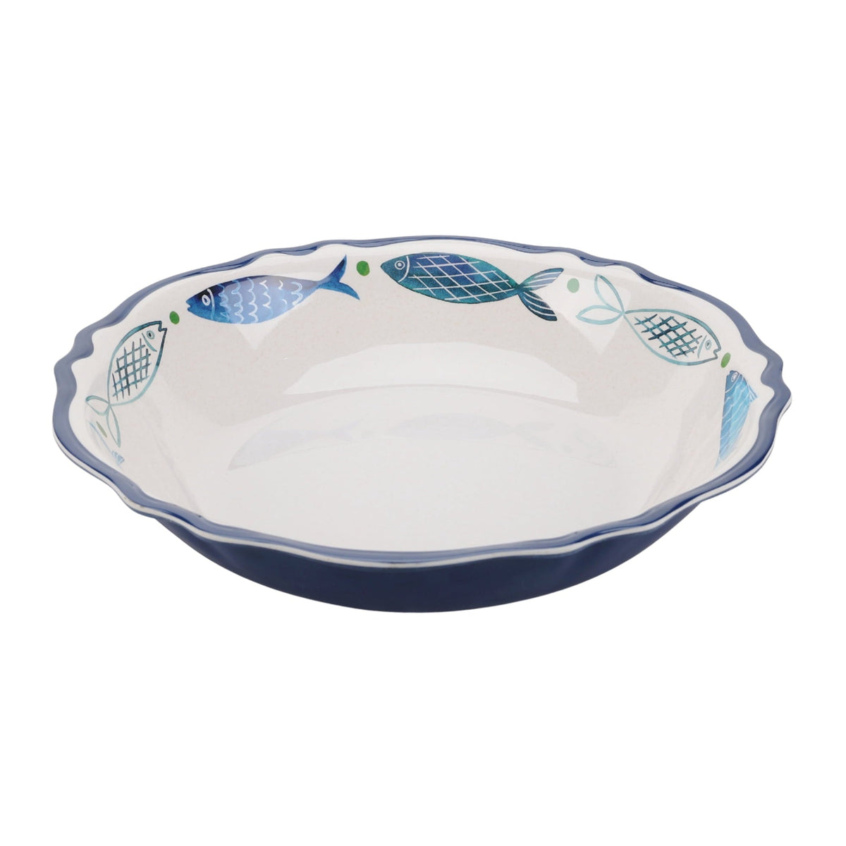 Beautiful 14" x 2.7" Bamboo Melamine Sardine Round Serve Bowl, Multi-Color by Drew Barrymore