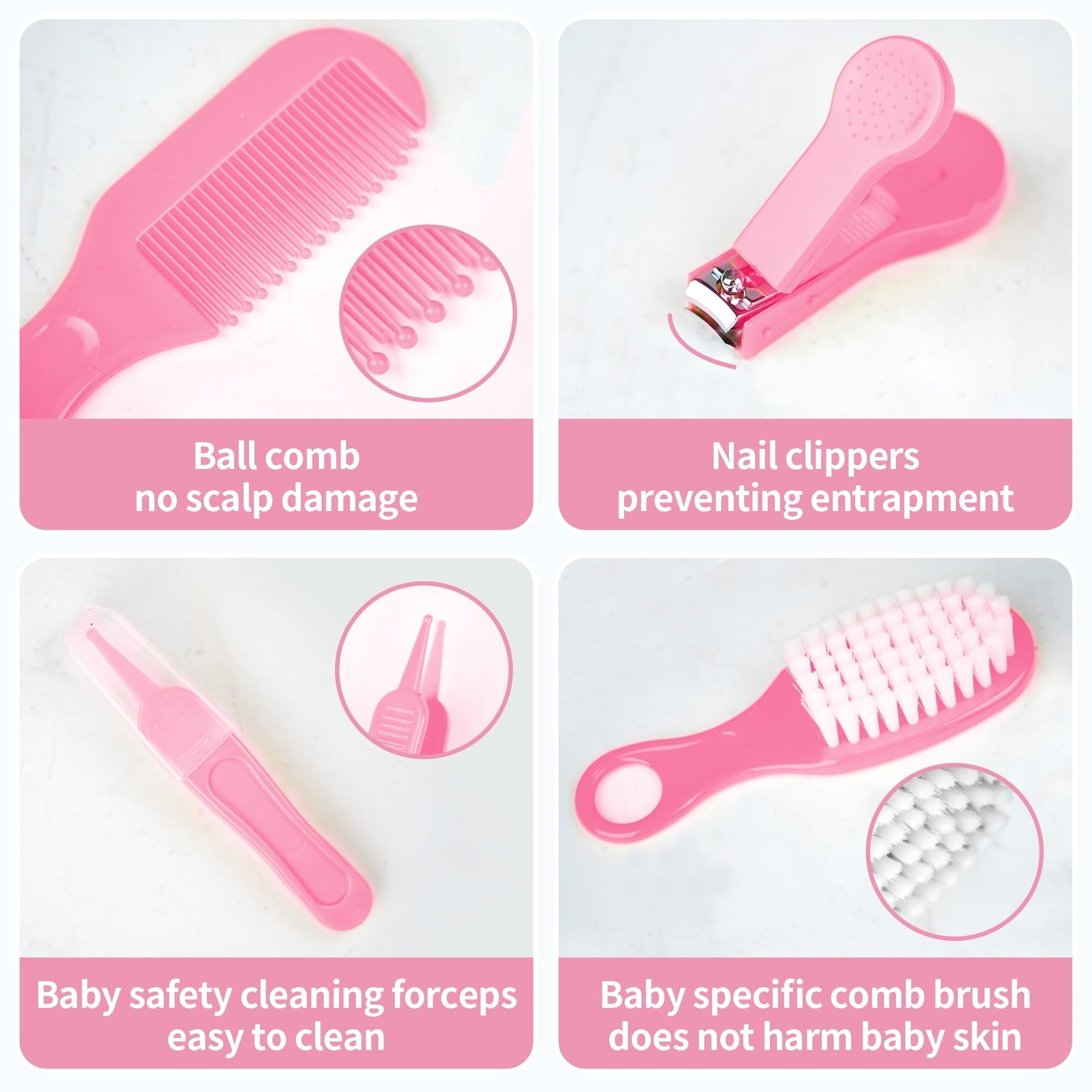 BUSATIA 10 in 1 Baby Healthcare and Grooming Kit,Safety Newborn Nursery Care Set, with Hair Brush Comb,Nail Clipper,Thermometer,Pacifier Clip,Nasal Aspirator for Newborn Infant Baby