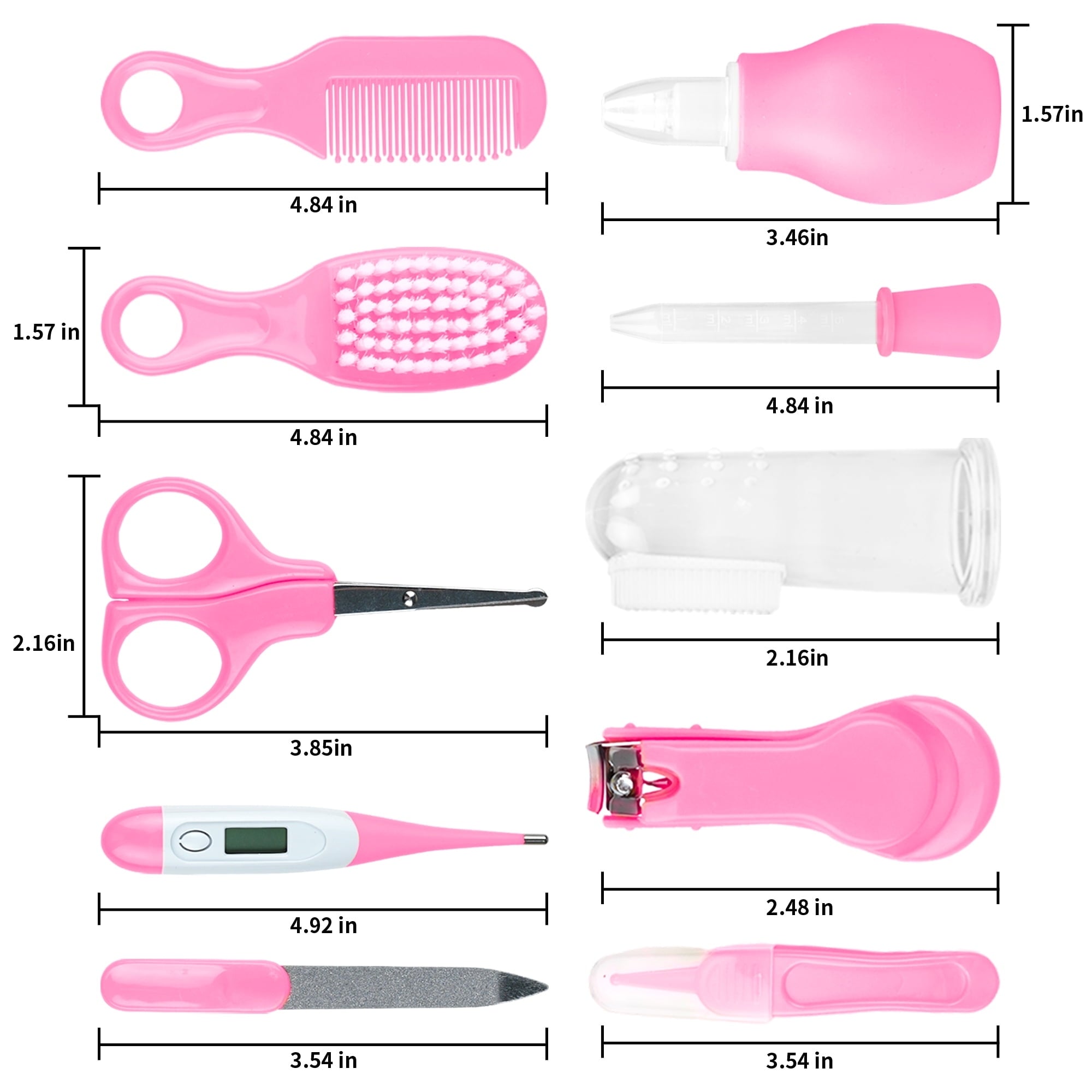 BUSATIA 10 in 1 Baby Healthcare and Grooming Kit,Safety Newborn Nursery Care Set, with Hair Brush Comb,Nail Clipper,Thermometer,Pacifier Clip,Nasal Aspirator for Newborn Infant Baby