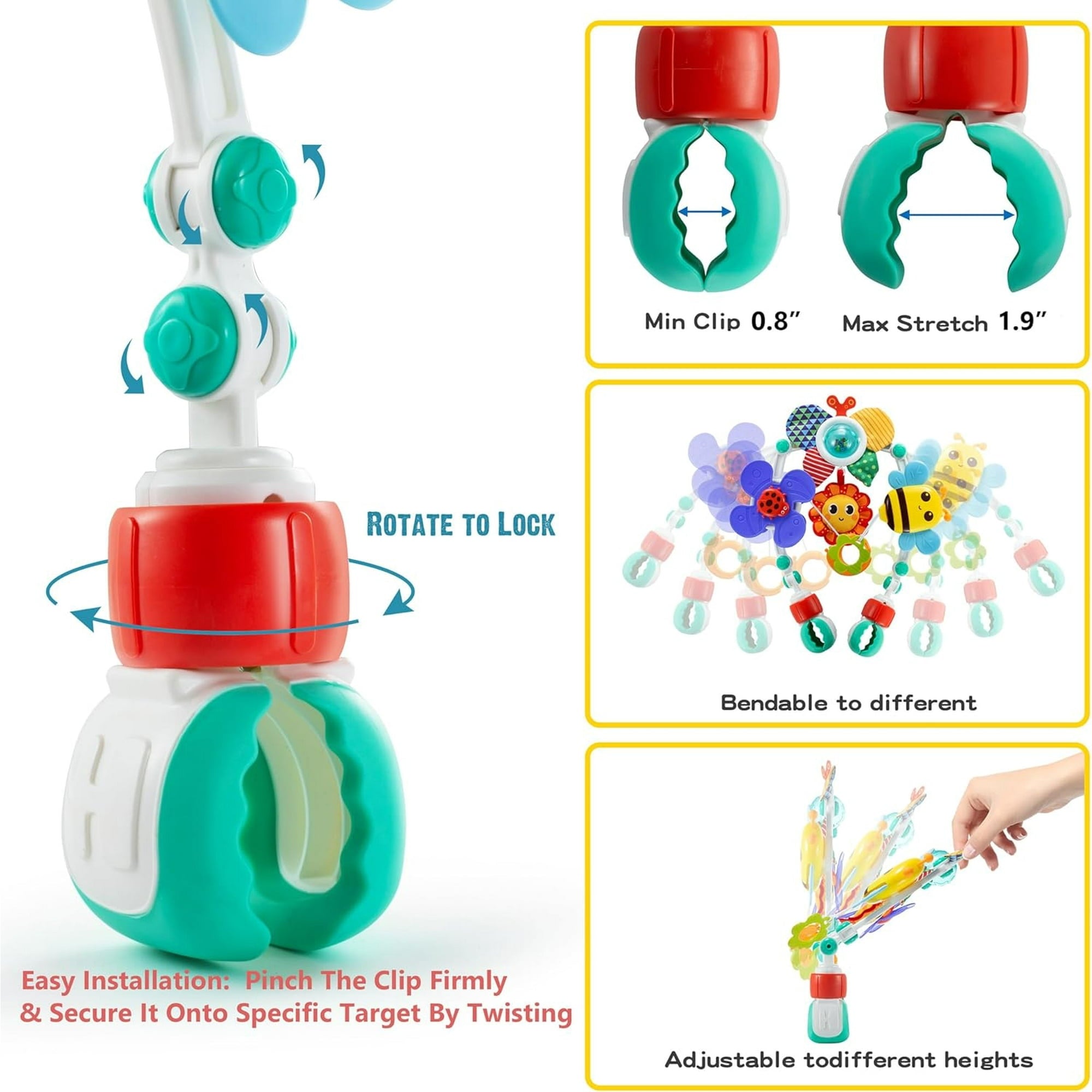 BUTOMKY Adjustable Baby Stroller Arch Toy - Sensory/Musical Activity Toys for Car Seat, Bassinet, Crib & Bouncer, Suitable for Infants 0-18 Months Boys & Girls