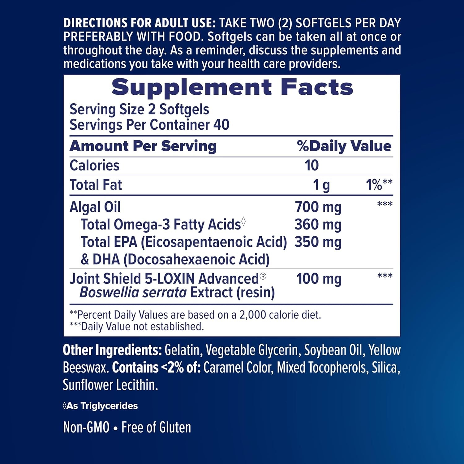 Osteo Bi-Flex Advanced Omega-3 Joint Complex Algae Oil Plant-Based Supplement, Improve Joint Function, Strength, Flexibility, Mobility 80 Softgels