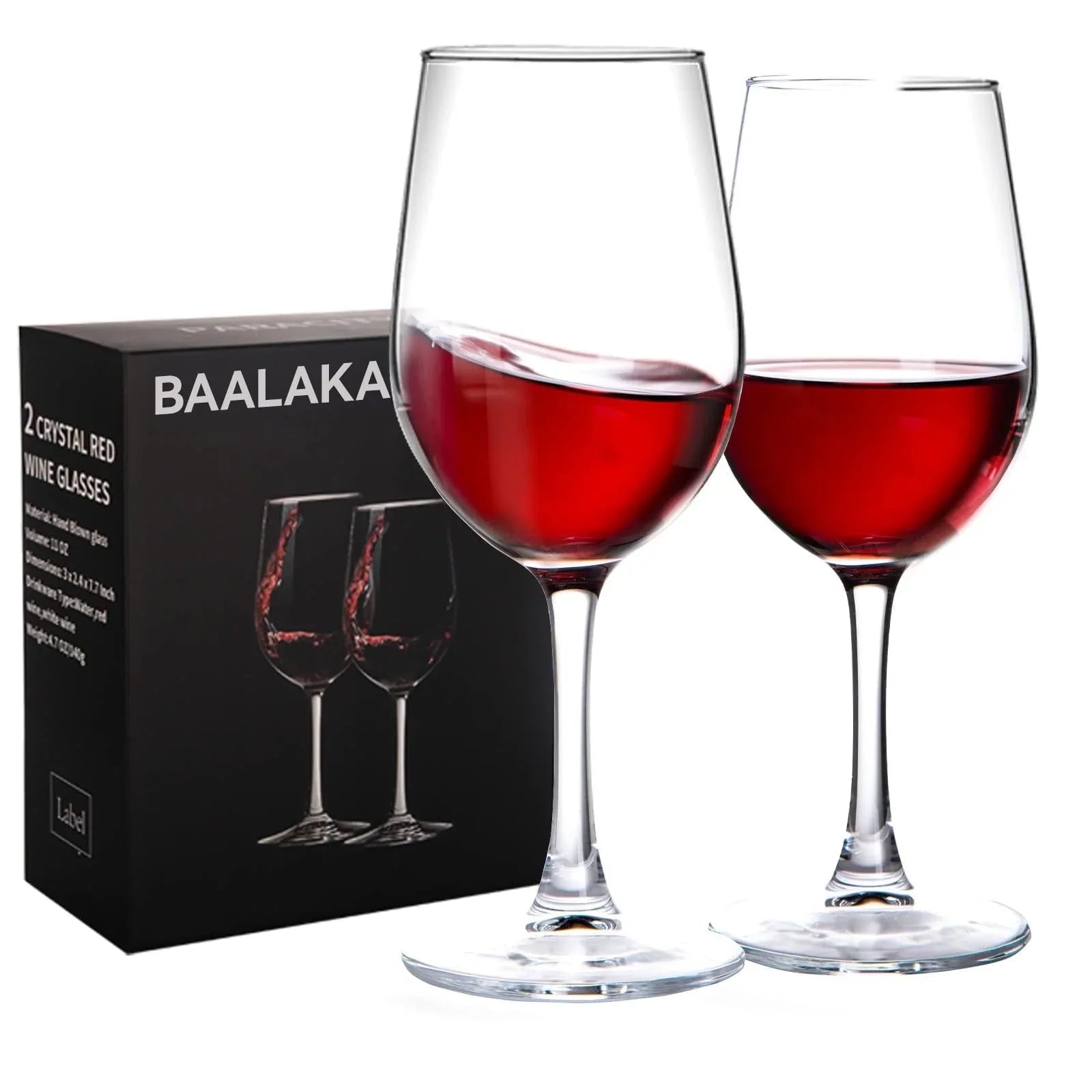 Baalaka Wine Glasses Set of 4, Hand Blown White and Red Wine Glasses, Burgundy Wine Glass, 16oz Red Wine Glasses for Women, Men, Wedding and Birthday - USA MEGA SHOP