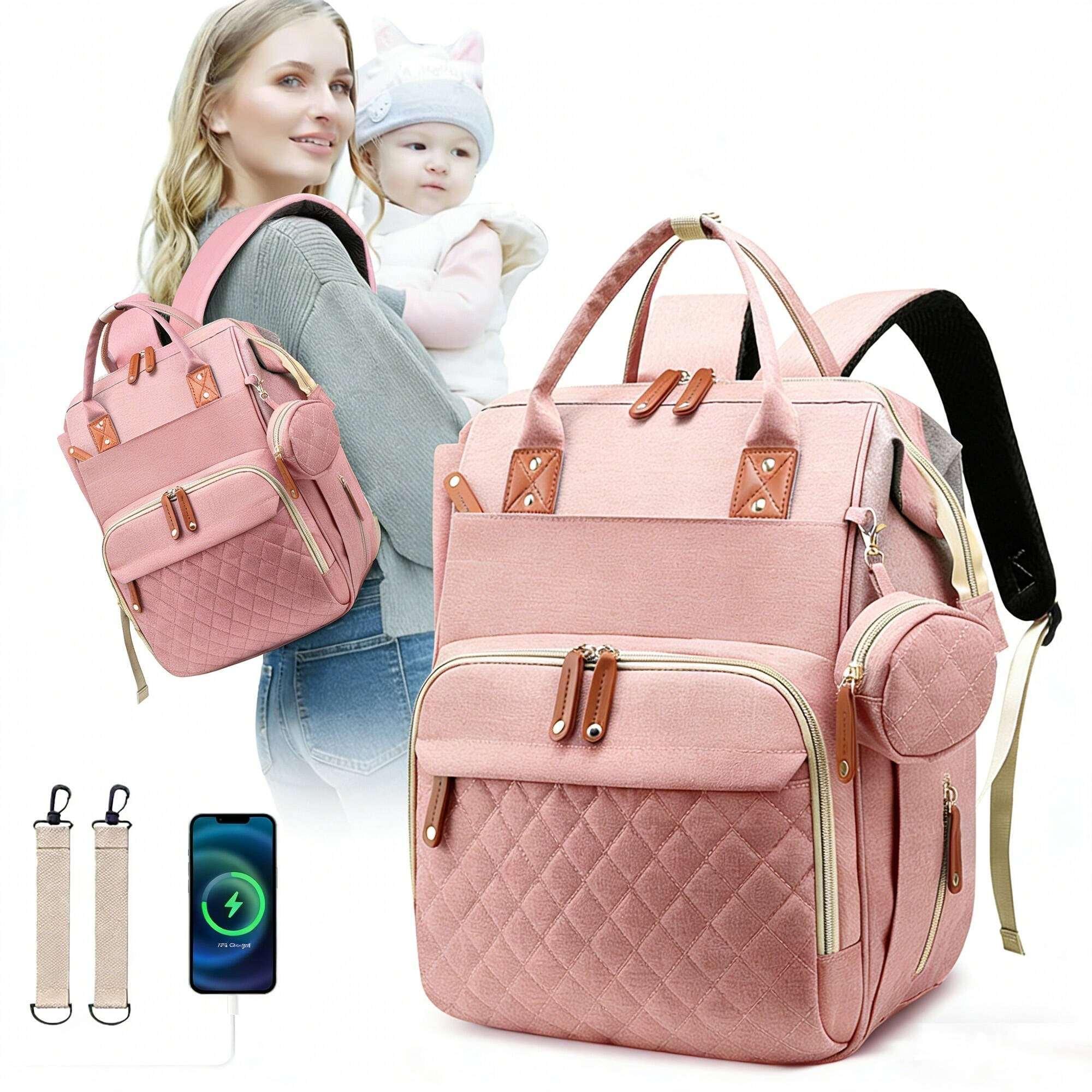 Morfone Baby Diaper Bag Backpack, Multifunction Waterproof Baby Bag with USB Charging Port, Stroller Straps & Pacifier Case Unisex, Colorful