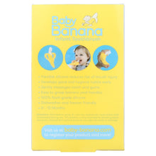 Baby Banana Infant Toothbrush box back with benefits and 0–12 months age range