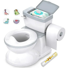 Babybond 2-in-1 Toddler Potty Training Toilet, with toilet paper holder and storage shelf, featuring flushing sound, suitable for 1-3 year old toddlers, white. - USA MEGA SHOP