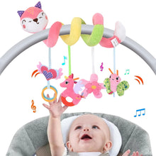 Baby car seat stroller toy set with owl plush and hanging pastel rattles