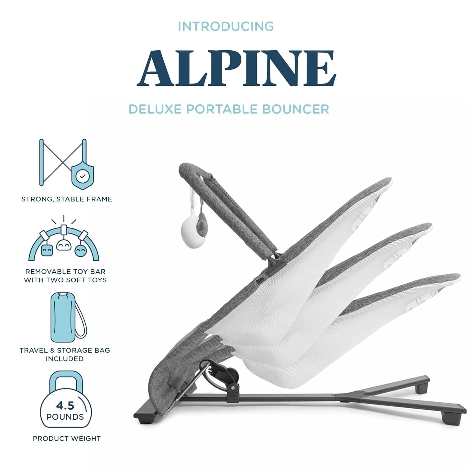 Baby Delight Alpine Deluxe Portable Baby Bouncer, for Infants 0-6 Months