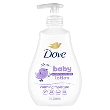 Dove baby lotion bottle with pump, calming moisture for sensitive skin, 13 fl oz