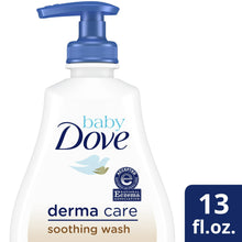 Baby Dove Derma Care soothing wash bottle, blue pump, 13 fl oz label