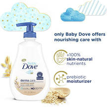Baby Dove Derma Care soothing wash bottle with colloidal oatmeal and skin-nutrients icons