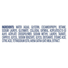 Ingredients list text for Baby Dove Derma Care soothing wash