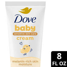 Dove baby sensitive skin cream front, melanin-rich moisture, 8 fl oz